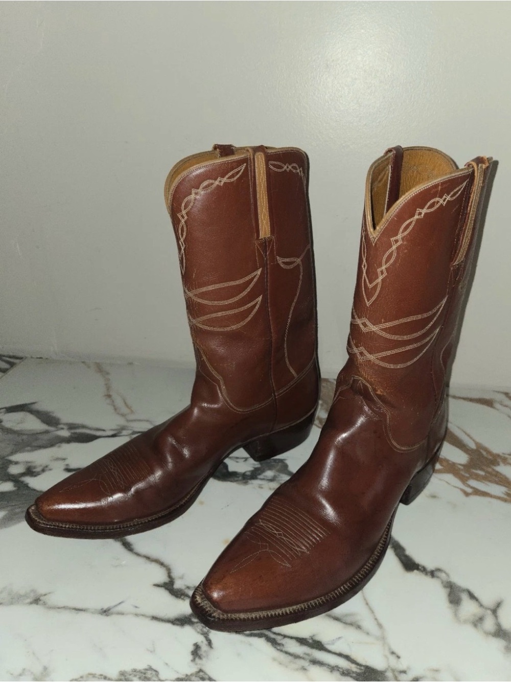 Vintage Lucchese San Antonio Handmade Leather Cowboy Boots 9B Style 5897